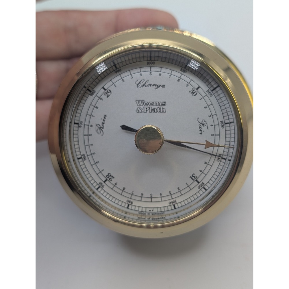 Vtg WEEMS & PLATH Aneroid Barometer Solid Brass Nautical Marine Made in Germany